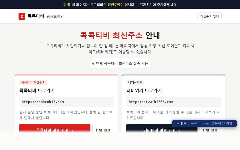 콕콕티비 접속 화면