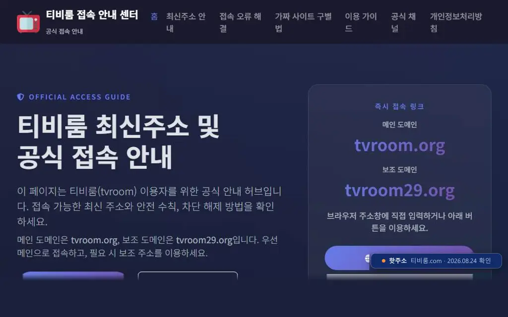 티비룸 접속 화면