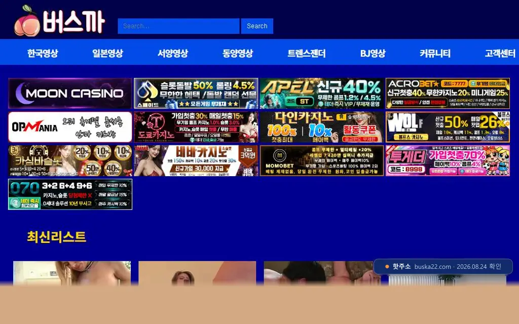 버스까(buska22.com) 접속 화면
