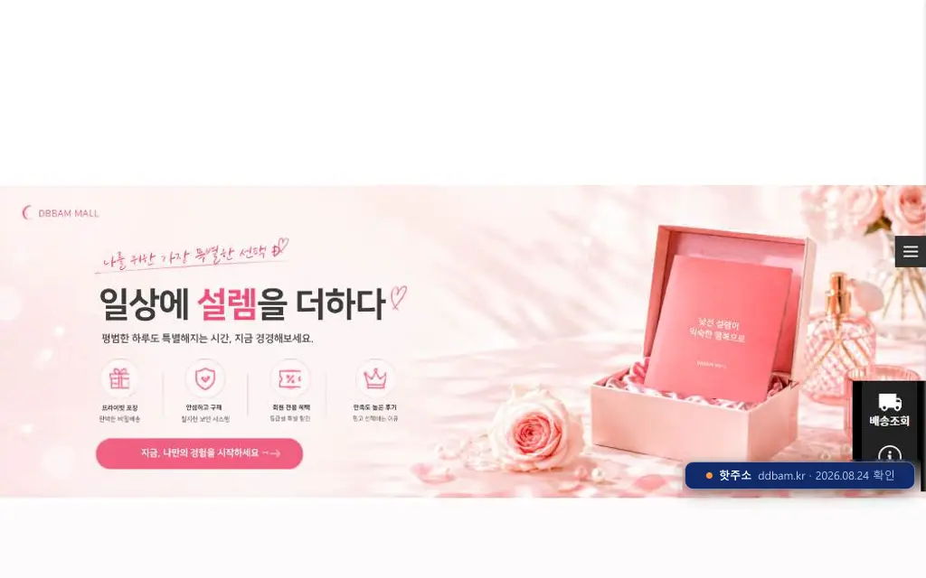 뜨밤몰(ddbam.kr) 접속 화면