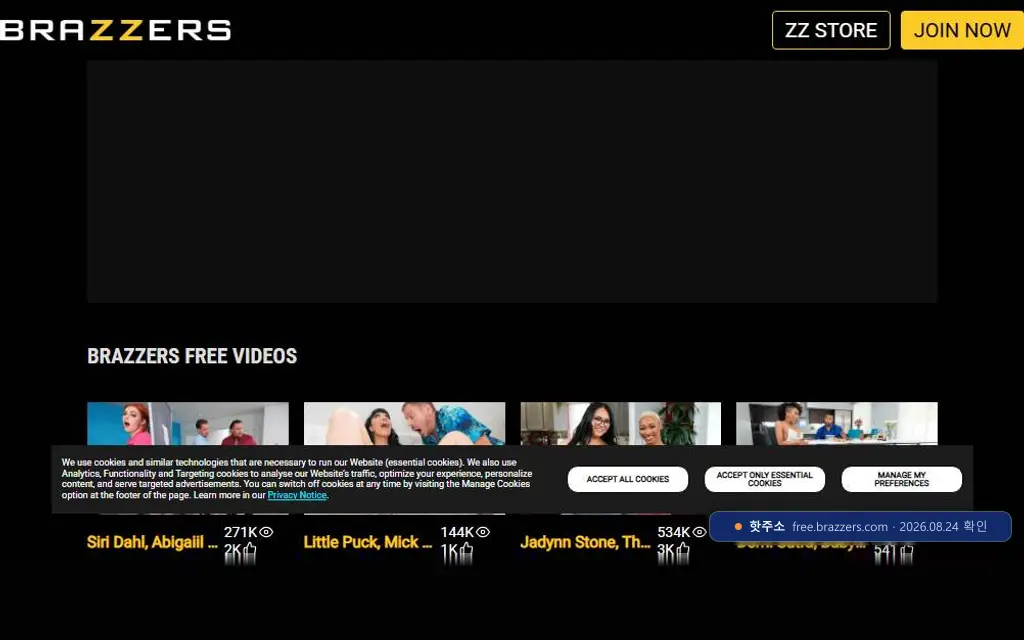 VEporns(free.brazzers.com) 접속 화면