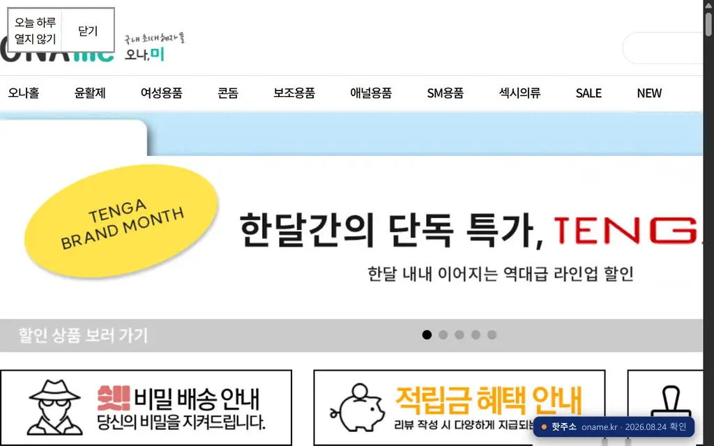 오나미(oname.kr) 접속 화면