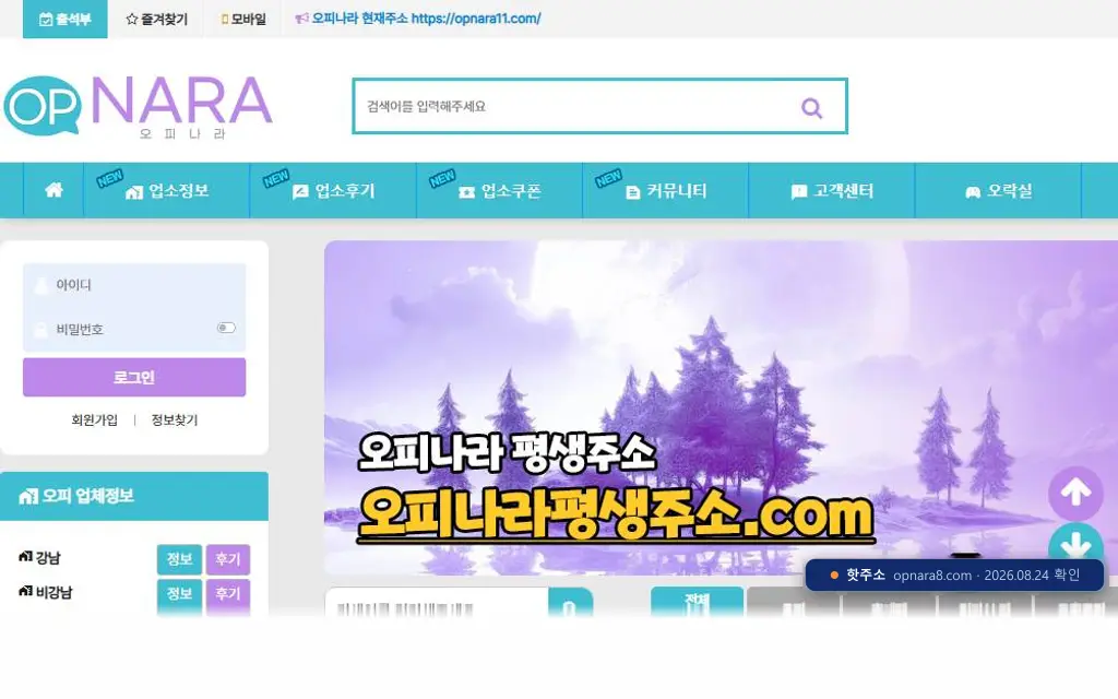 오피나라(opnara8.com) 접속 화면