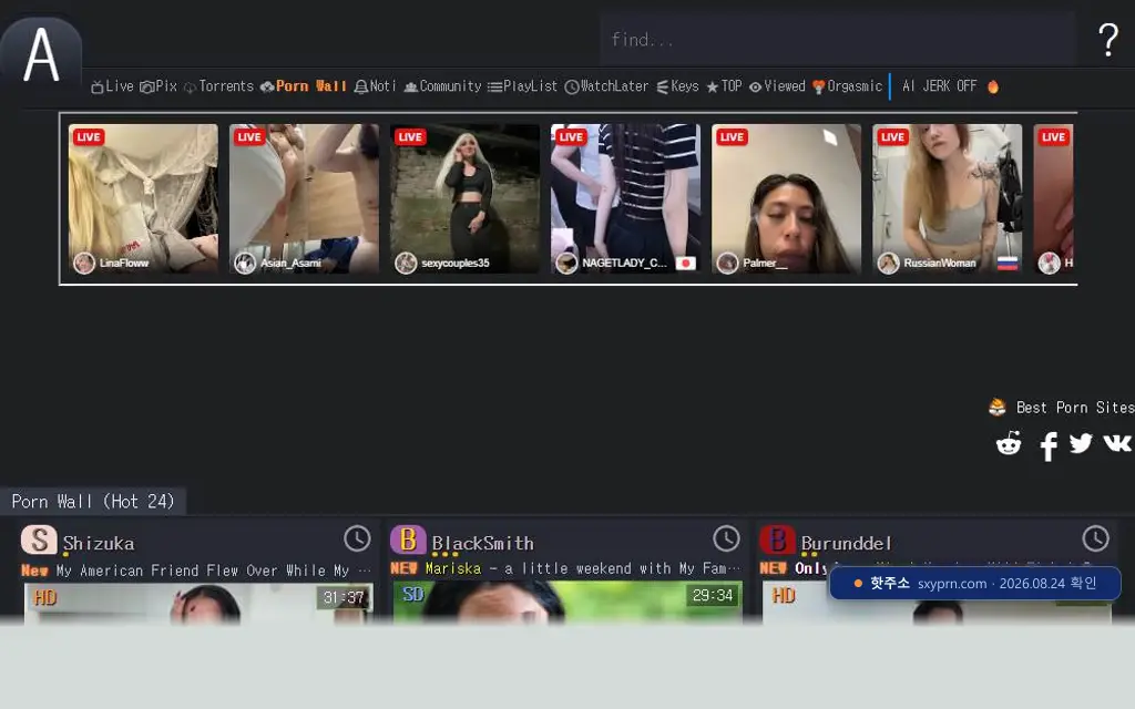 SexyPorn(sxyprn.com) 접속 화면